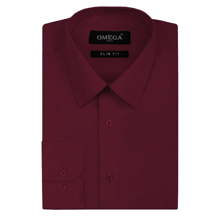 Mens burgundy dress shirt slim fit clearance