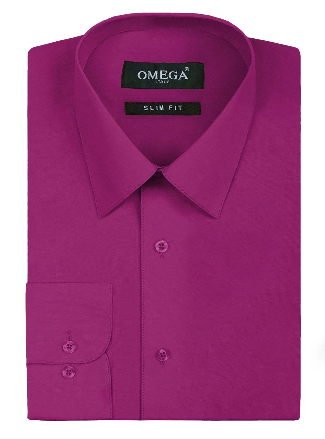 Omega Italy Men's Premium Slim Fit Button Up Long Sleeve Solid Color