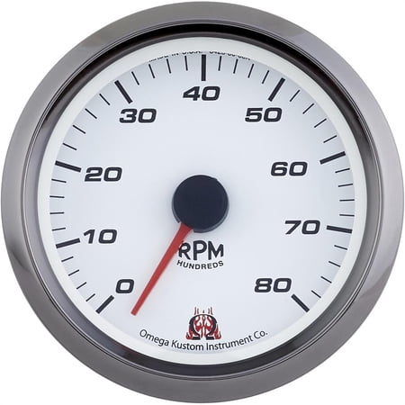 Omega Kustom 4", 8K RPM Tachometer, Performance Series White