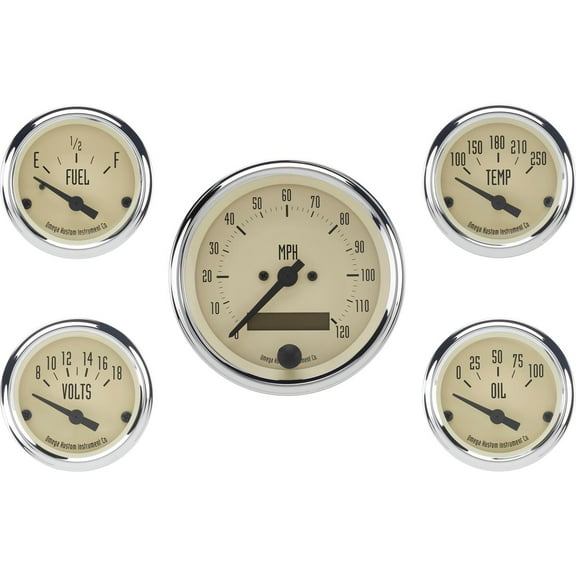 Omega Kustom 5-Gauge Set, Electric Speedometer, Timeless Tan