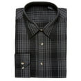 thumbnail image 1 of Omega Long Sleeve Dress Shirt, Button Up, Black Plaid, Large (34/35), 1 of 1