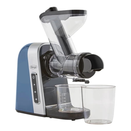 Omega Medical Medium 200W Blue Slow Masticating Juicer with Wide Mouth Chute for Less Prep