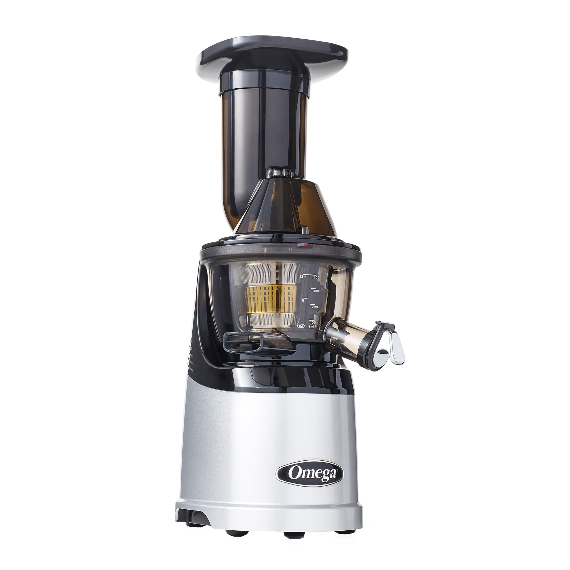 Omega MegaMouth Cold Press Compact Vertical Juicer, Low-Speed, in Silver (MMV700S)