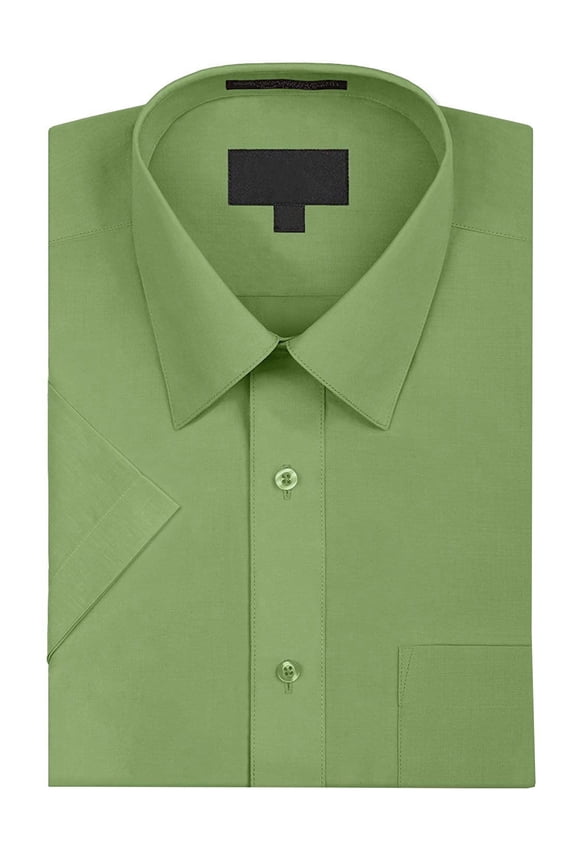 Omega Men's Short Sleeve Dress Shirt (Apple Green, 4XL)