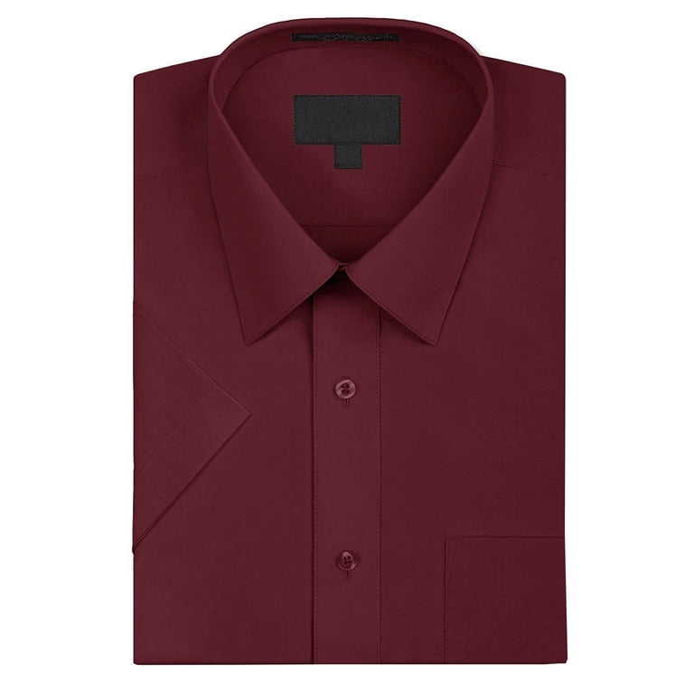 burgundy dress shirt walmart Omega Men's Short Sleeve (Burgundy, S) Formal shirt