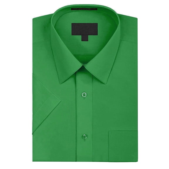 Omega Men's Short Sleeve Dress Shirt (Classic Green, 2XL)