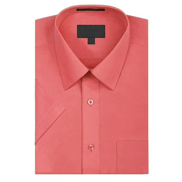 Omega Men's Short Sleeve Dress Shirt (Coral, M) Walmart Business