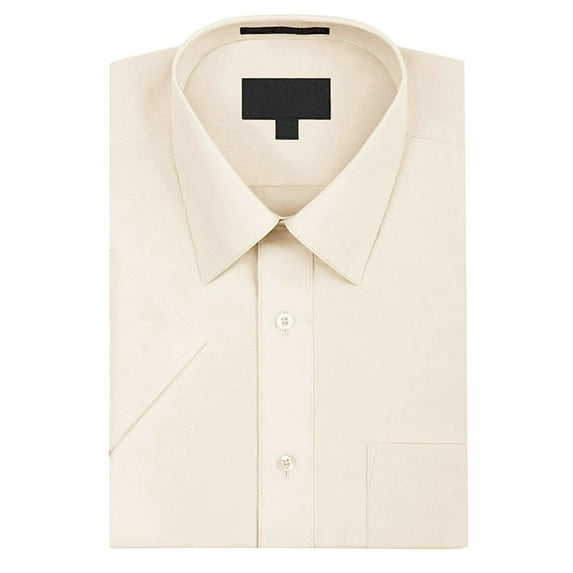 Omega Men's Short Sleeve Dress Shirt (Ivory, 5XL)