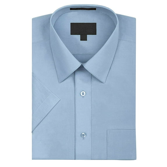 Omega Men's Short Sleeve Dress Shirt (Light Blue, L)