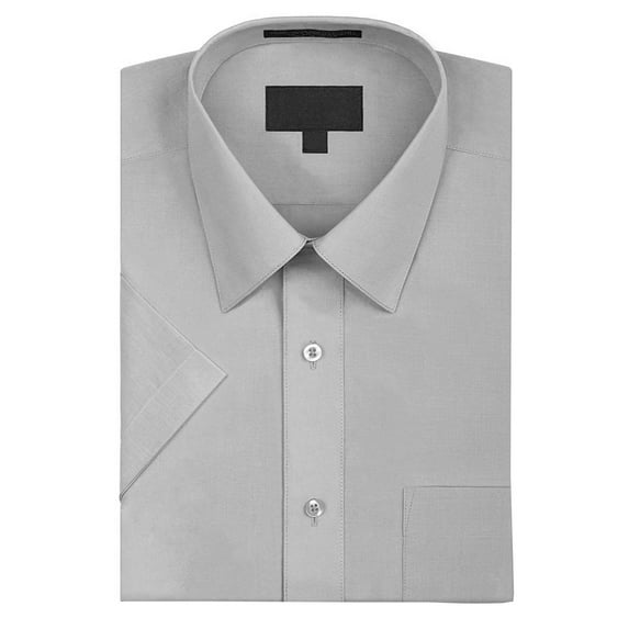Omega Men's Short Sleeve Dress Shirt (Light Grey, 4XL)