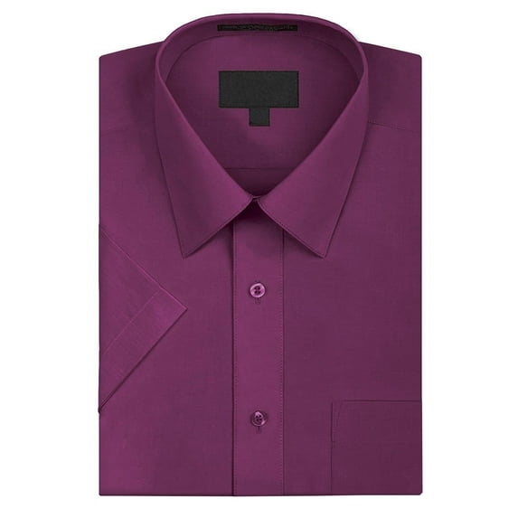 Omega Men's Short Sleeve Dress Shirt (Magenta, L)