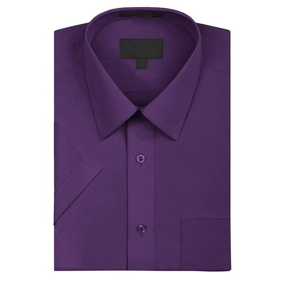 Omega Men's Short Sleeve Dress Shirt (Purple, L)
