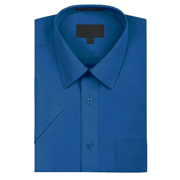 Omega Men's Short Sleeve Dress Shirt (Royal Blue, L)