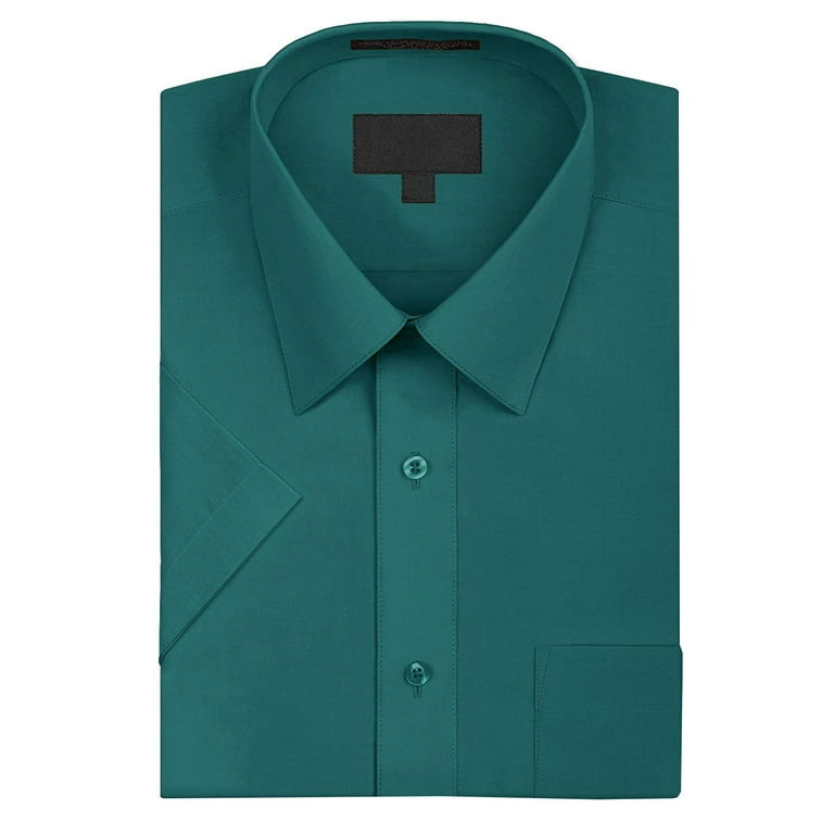 Omega Men s Short Sleeve Dress Shirt Teal 3XL Walmart