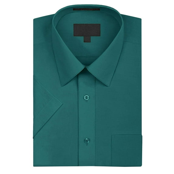Omega Men's Short Sleeve Dress Shirt (Teal, M)