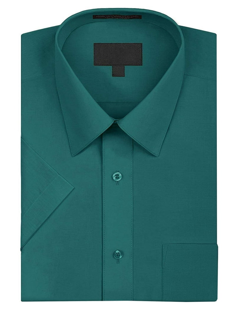 Omega Men's Premium Short Sleeve Dress Shirt with Button Closure