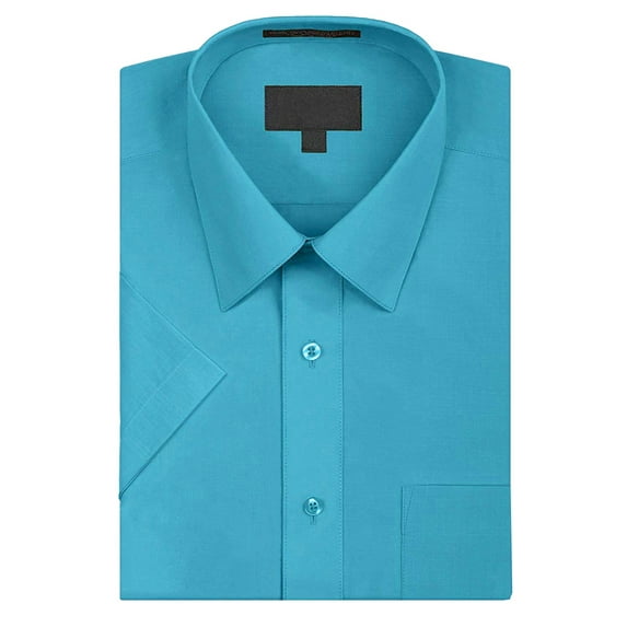 Omega Men's Short Sleeve Dress Shirt (Turquoise, 2XL)