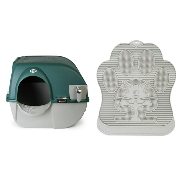 Omega Paw SelfCleaning Litter Box & Paw Cleaning Mat with Cat Sifting Mess Control