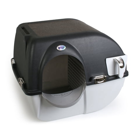 Large Omega Paw Elite Self-Cleaning Litter Box, Black