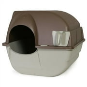 Omega Paw Roll’n Clean Self Cleaning Litter Box with Slide-Out Tray and Durable Construction (Regular, Brown)