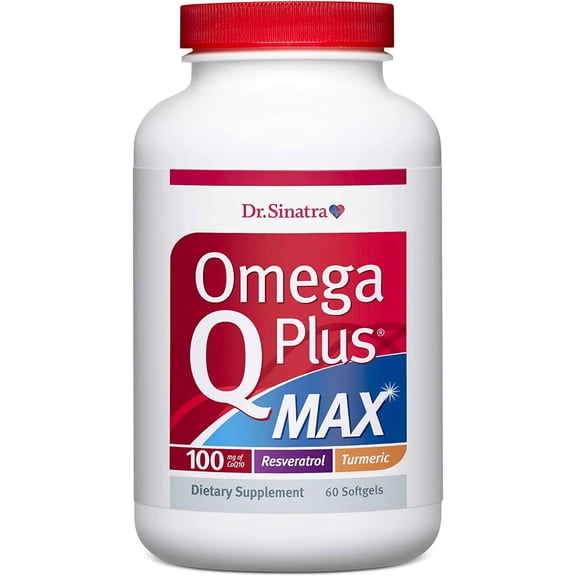 Dr. Sinatra Omega Q Plus MAX - Omega 3 (DHA/EPA), CoQ10, Resveratrol, Turmeric - Advanced Heart Health and Healthy Aging Support - 60 Softgels (30-Day Supply)