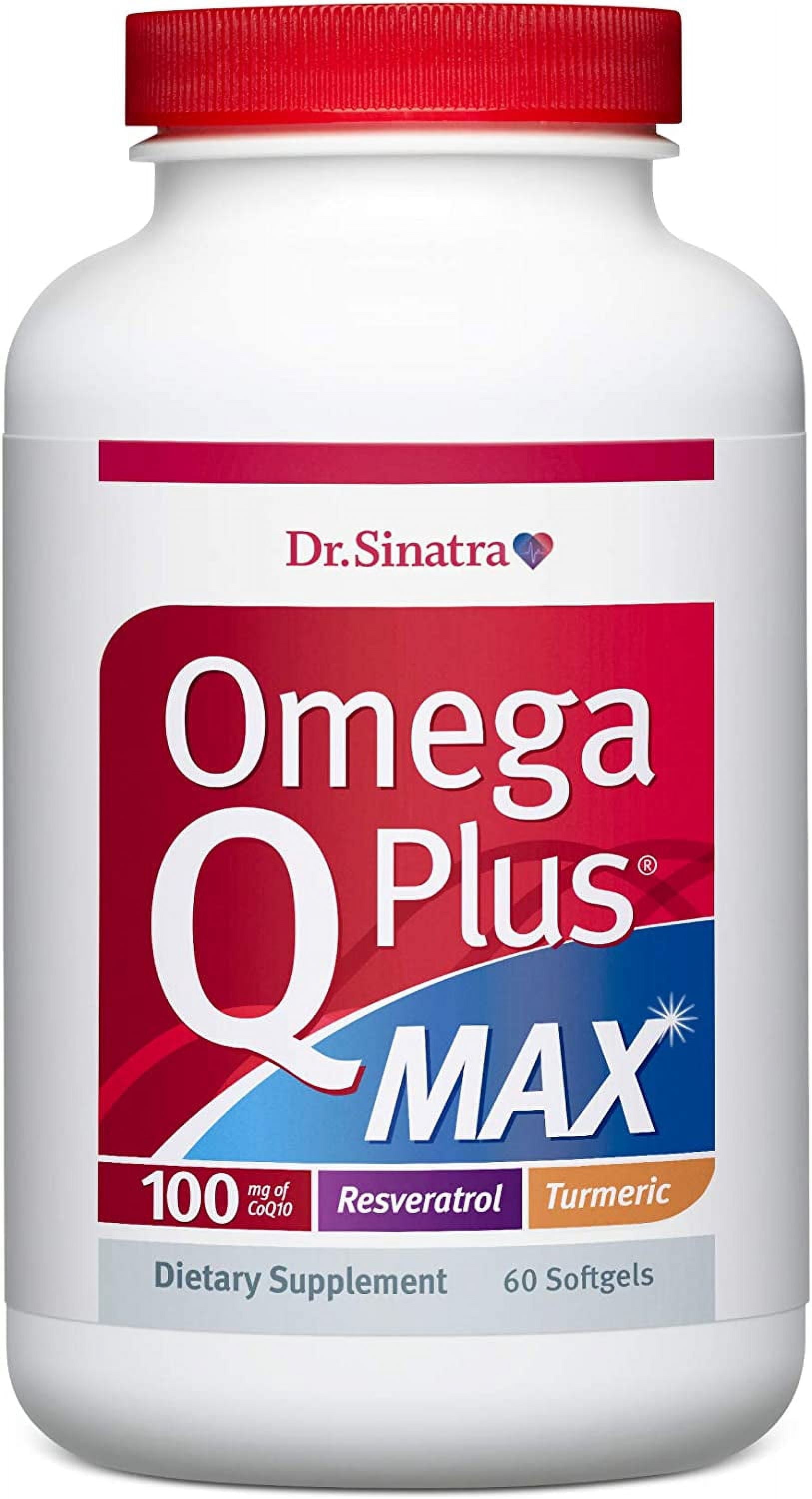 Dr. Sinatra Omega Q Plus MAX - Omega 3 (DHA/EPA), CoQ10, Resveratrol, Turmeric - Advanced Heart Health and Healthy Aging Support - 60 Softgels (30-Day Supply)