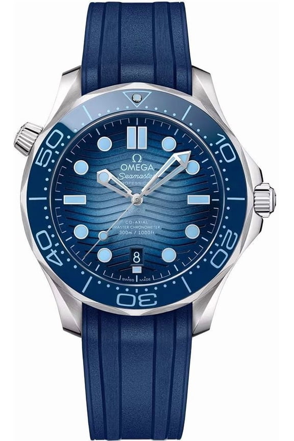 Seamaster Diver 300M Automatic Summer Blue Dial Rubber Strap Men's Watch 210.32.42.20.03.002