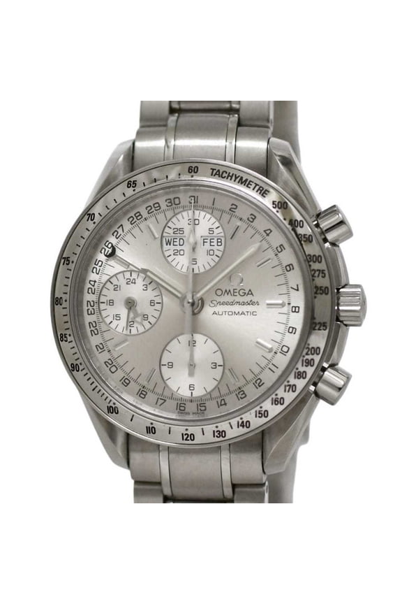 Pre-Owned Omega Speedmaster Triple Calendar Watch, Cream White Silver, 3523.30, Chronograph,...