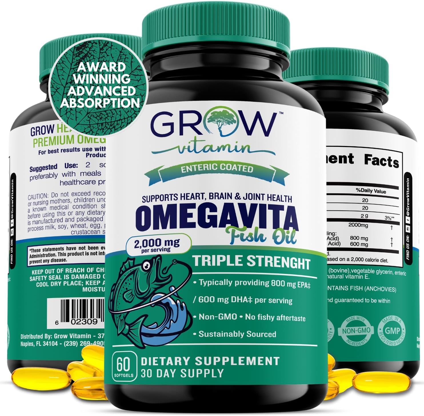 Amino Acid & Botanical Supply Fish Oil Natural Lemon 1090mg 120