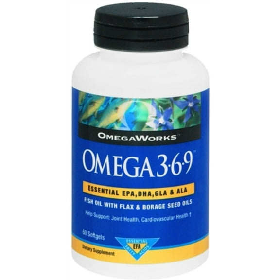 OmegaWorks Omega 3-6-9 Softgels 60 Soft Gels (Pack of 3)