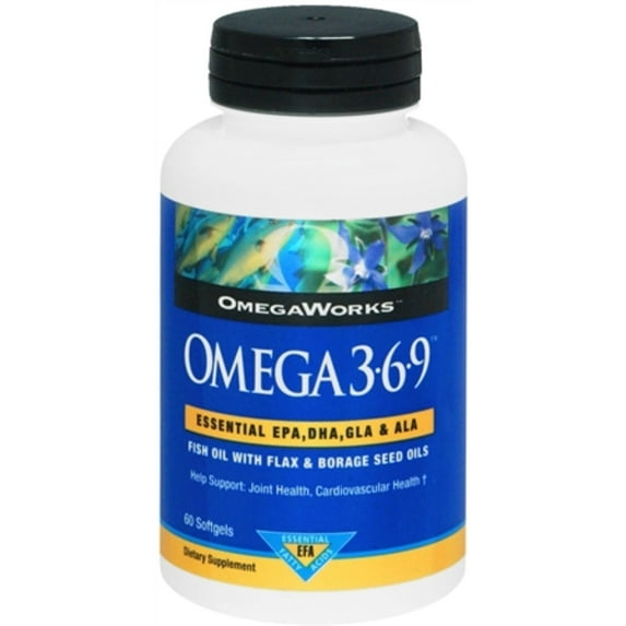 OmegaWorks Omega 3-6-9 Softgels 60 Soft Gels (Pack of 3)