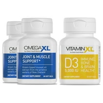 OmegaXL Powerful Joint and Muscle Support Supplement 60 count (2 Pack) & VitaminXL D3 a High Potency Vitamin D 5000 IU for daily bone and muscle health 30 count
