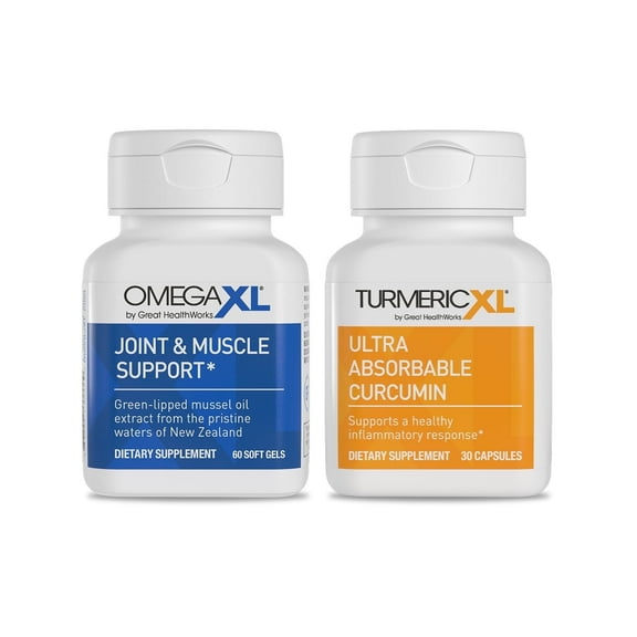 OmegaXL Powerful Joint and Muscle Support Supplement (60 Count) & TurmericXL Healthy Inflammatory Response Supplement (30 Count)