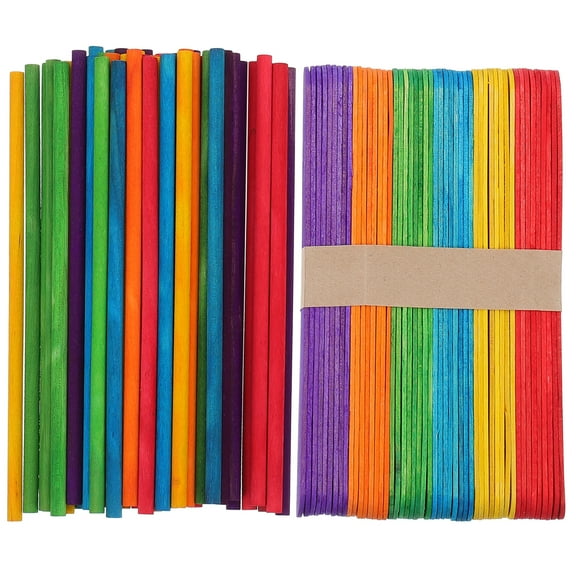 Omeite 100 Pcs Wooden Sticks Jumbo Craft Sticks for Ice Making and Arts & Crafts Projects