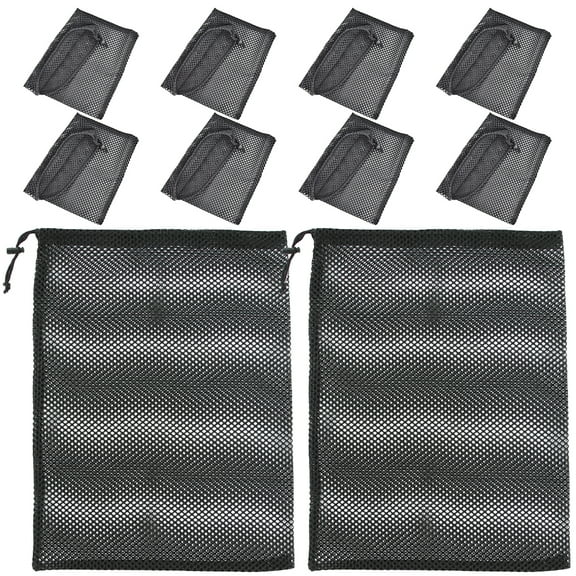 Omeite 10-Pack Small Mesh Drawstring Bags Multi-Functional Net Bags for Sports Swimming Storage and Travel