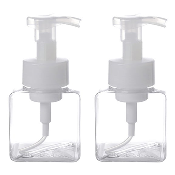 Omeite 2 Pcs 250ml Pump Foming Bottle Makeup Press Bottle Bubble Maker Transparent Subpackaging Bottle for Women Cosmetic (White)