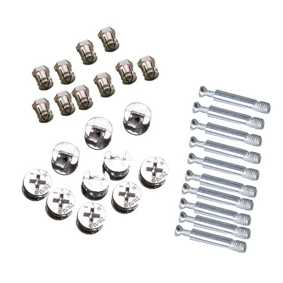 Cam Bolt Nuts for Furniture Use with Stable Connection Silver Color 24 Sets