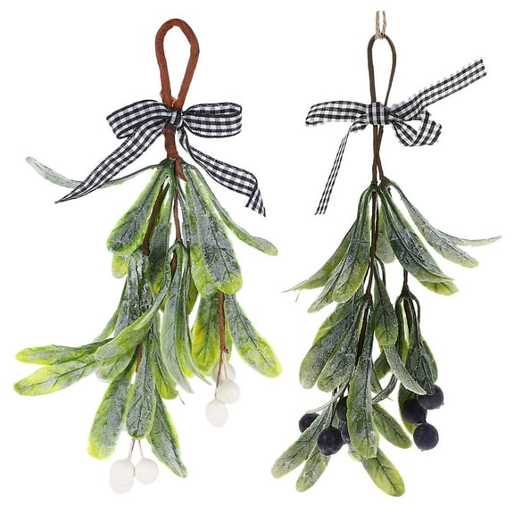 Omeite 2pcs Artificial Mistletoe Branch with Berries Fake Hanging Mistletoe Branches