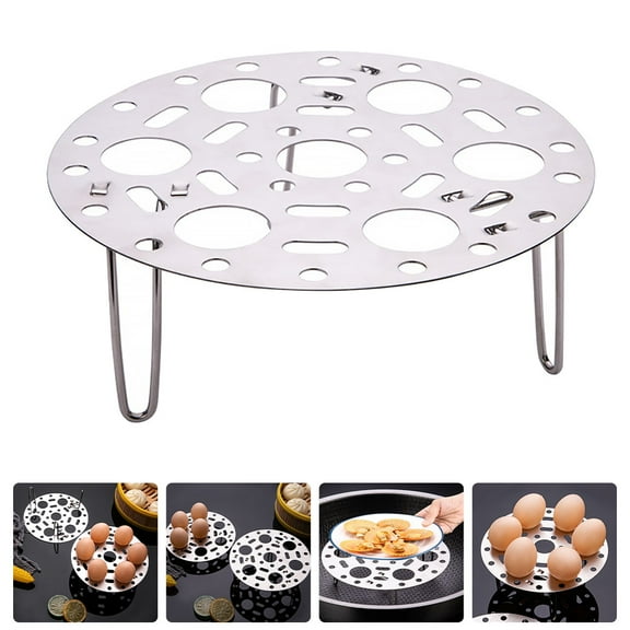 Omeite 304 stainless steel steaming rack egg steamed bun steamer kitchen multi-purpose cooking steamed fish steaming grid water-proof folding rack (1 piece)