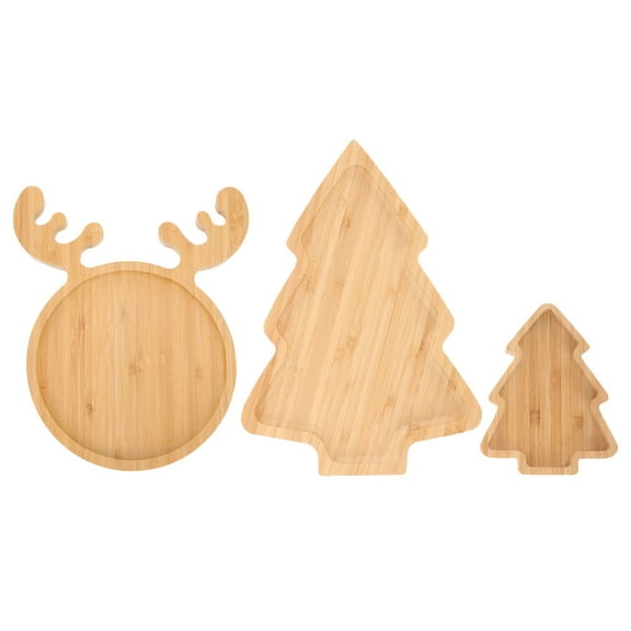 Omeite 3pcs Christmas Tree Deer Shaped Dish Plate Food Storage Server Dessert Serving Dish Fruit Cheese Tray