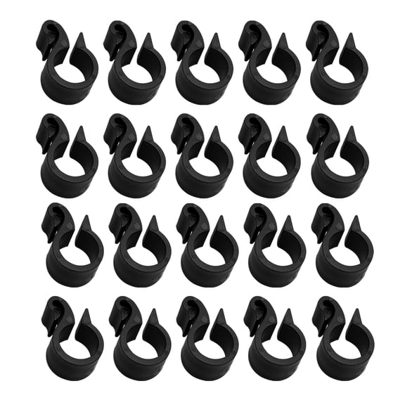 Omeite 50Pcs Garden PE Pipe Hook Connection Fastening Clips Drip Tube Fastener Irrigation System Hose Tightening Buckles (20 Tube Hook, Black)