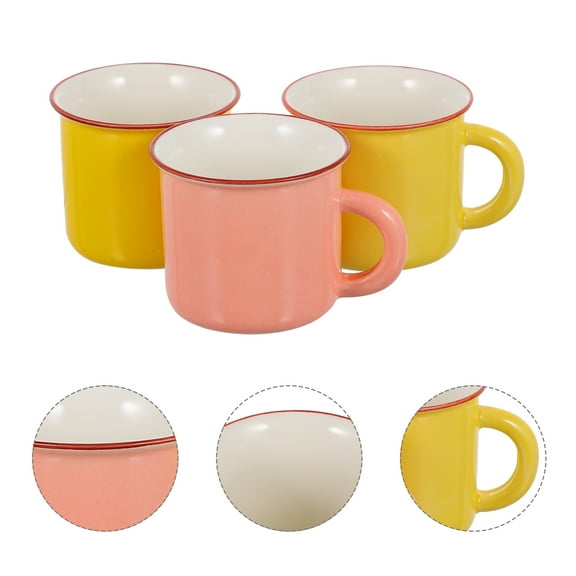 OUNONA 3pcs Small Ceramic Cups for Coffee Water Milk and Oatmeal for Kids