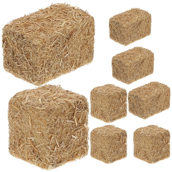 Omeite 8pcs Mini Hay Bales Small Decorative Hay Table Decoration Rustic Mini Farm Haystack