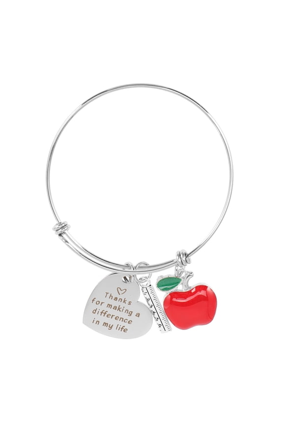 Adjustable Engraved Message Bracelet for Teacher Appreciation, Bangle Gift for Educators