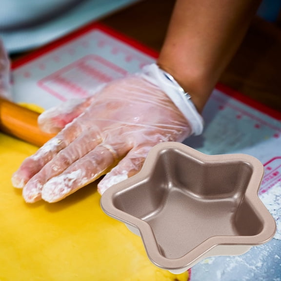 Omeite Baking Supplies 4 Inch Gold Non-stick Five-pointed Star Cake Mold