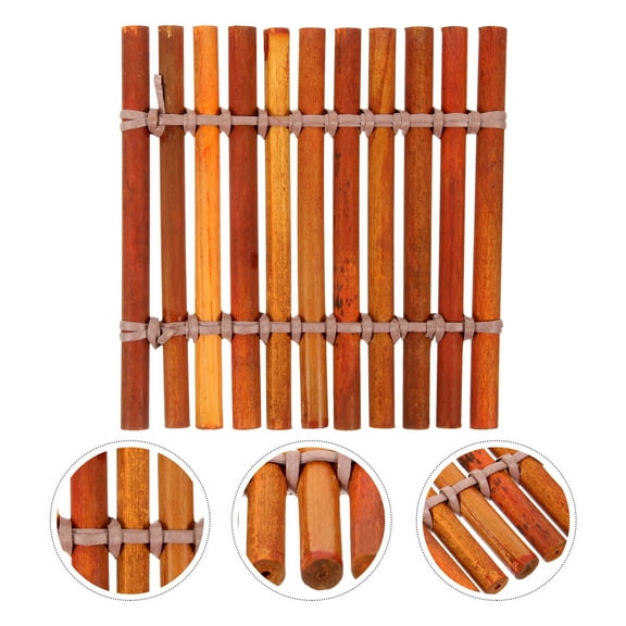 Omeite Bamboo tea mat tea table water ornaments table tea tray tea coaster pot holder (10*10 bamboo coasters, 2 packs)