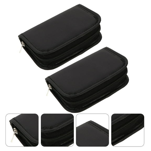 Omeite Blood glucose meter storage bag black PU leather storage bag convenient storage bag 2pcs package