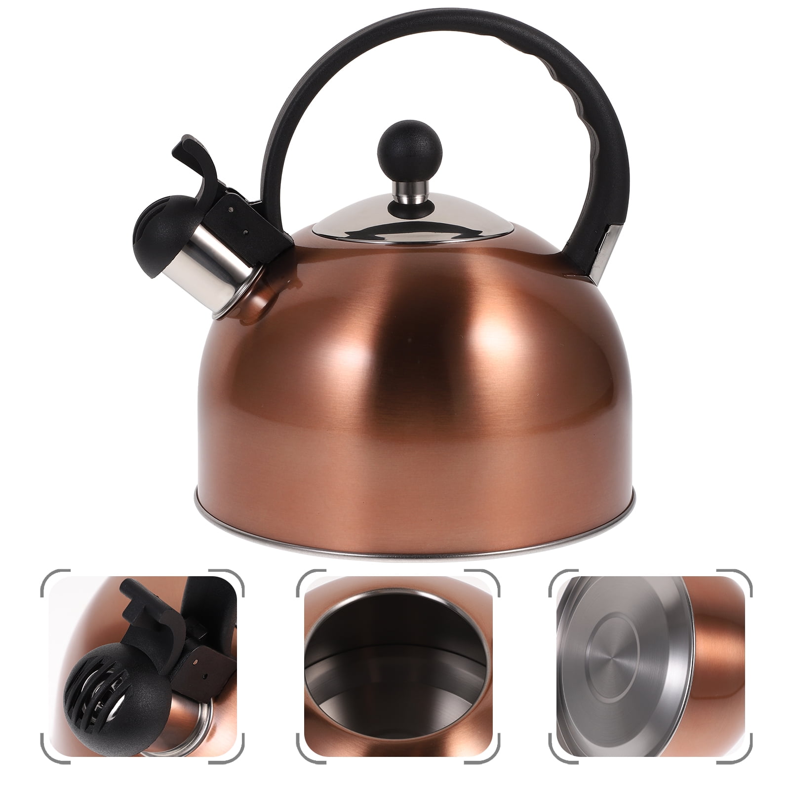 Classic Copper Whistling Tea Kettle with Silicone Handle