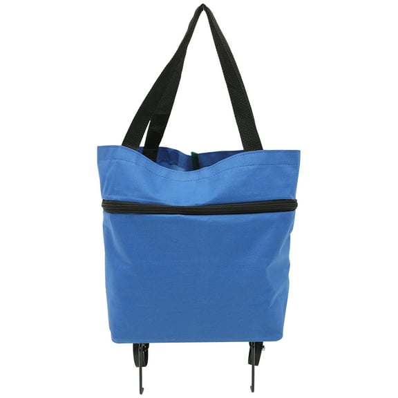 BESTYASH Blue Folding Trolley Bag with Wheels Large Capacity Storage Tote