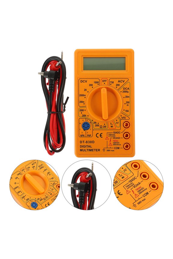 830D Mini Digital Multimeter with Audible Buzzer, Compact Yellow Electrical Tester for Accurate Voltage and Current Measurements